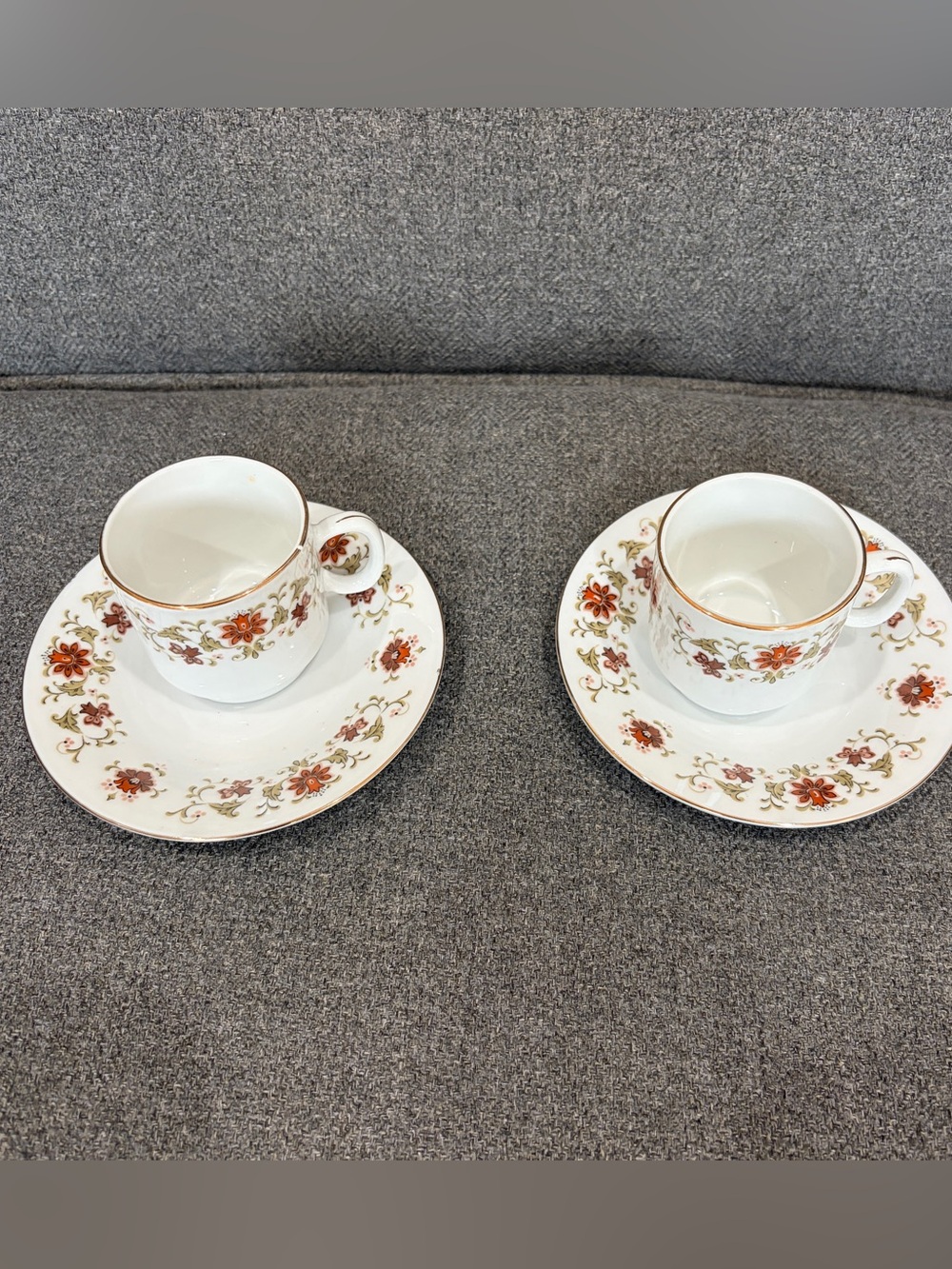 Vintage Demitasse Cup And Saucer Set in Floral Pattern Includes 2